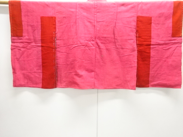 アンティーク　木綿紅花染　半襦袢